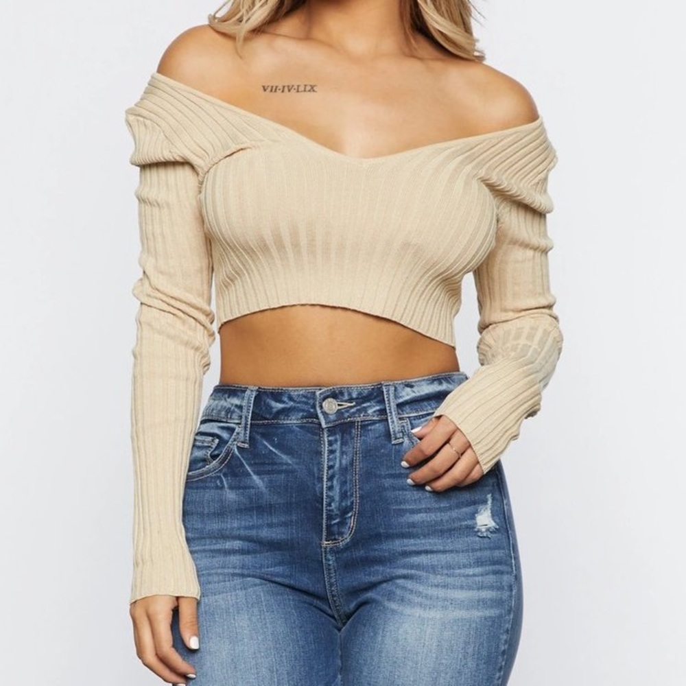 Soft Taupe Long Sleeve Knit Top